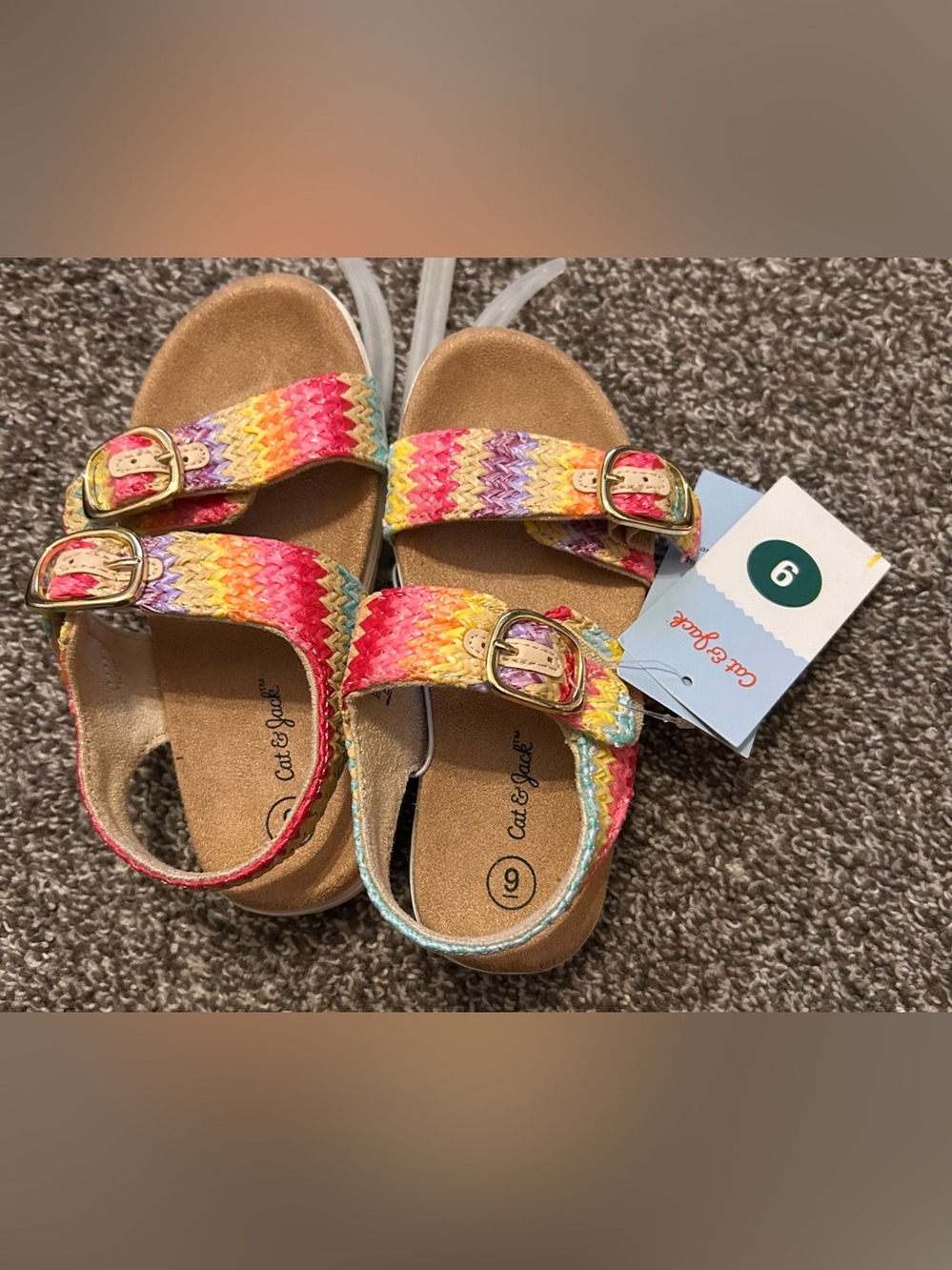 Cat & Jack Kids' Rainbow Woven Buckle Sandals - Pink, Yellow, Purple, Blue